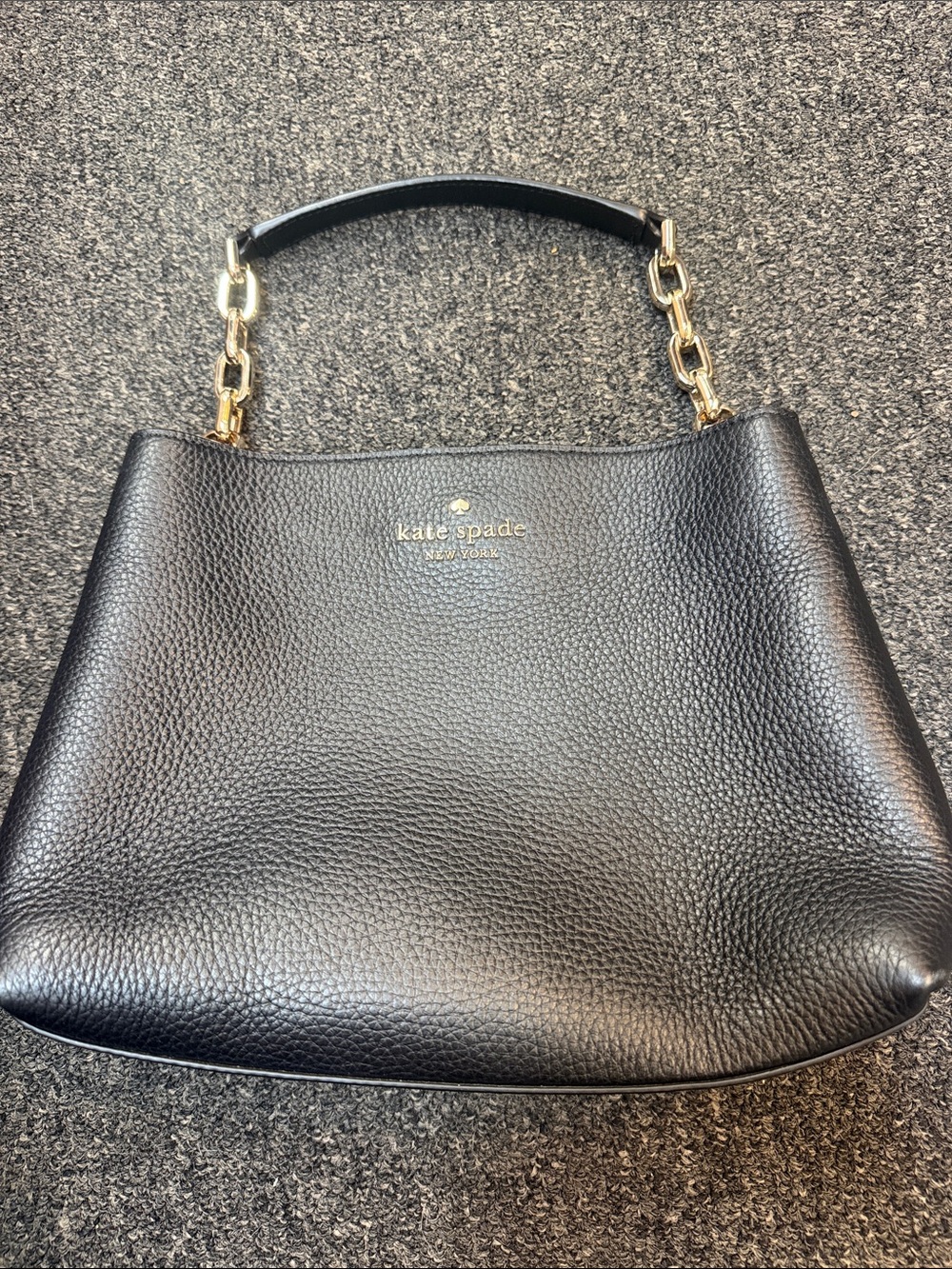 Kate Spade Aubrey Black Leather Purse with Pink Accent and Gold Chain